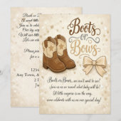 Boots and Bows Gender Reveal Invitation Einladung (Vorne/Hinten)