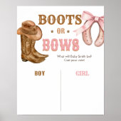 Boots and Bows Gender Reveal Sign Poster (Vorne)