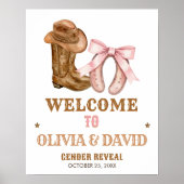 Boots and Bows Gender Reveal Welcome Sign Poster (Vorne)