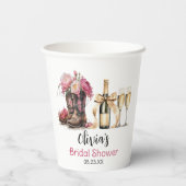 Boots and Bubbles Brautparty Letzte Runde Pappbecher (Rückseite)