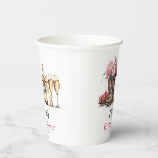 Boots and Bubbles Brautparty Letzte Runde Pappbecher (Rechts)