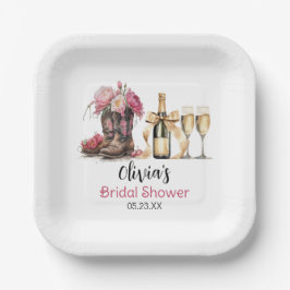 Boots and Bubbles Brautparty Letzte Runde Pappteller