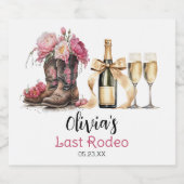 Boots and Bubbles Brautparty Letzte Runde Schaumweinetikett (Einzelnes Label)