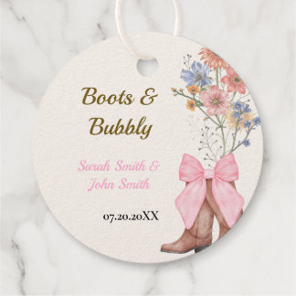 Boots and Bubbly Bridal Shower Foil Favor Tags