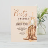 Boots and Bubbly Bridal Shower Invitation Einladung (Stehend Vorderseite)
