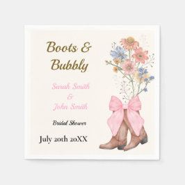 Boots and Bubbly Bridal Shower Serviette