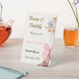 Boots and Bubbly Bridal Shower Welcome Sockelschild