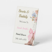 Boots and Bubbly Bridal Shower Welcome Sockelschild (Vorderseite)