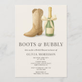 Boots and Bubbly QR Code Bow Bridal Shower Einladung (Vorderseite)