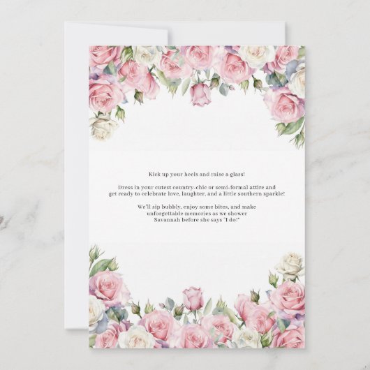 Boots and Bubbly Rustic Western Bridal Shower Einladung (Rückseite)