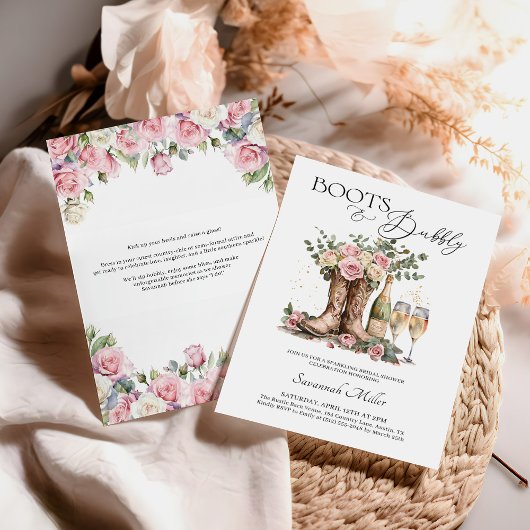 Boots and Bubbly Rustic Western Bridal Shower Einladung