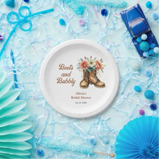 Boots and Bubbly Rustic Western Bridal Shower Pappteller (Party)