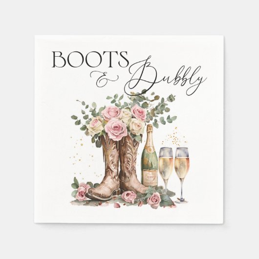 Boots and Bubbly Rustic Western Bridal Shower Serviette (Vorderseite)