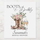 Boots and Bubbly Rustic Western Bridal Shower Weinetikett (Einzelnes Label)