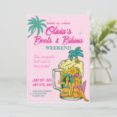Boots & Bikinis Bachelorette Invitation  Einladung (Stehend Vorderseite)