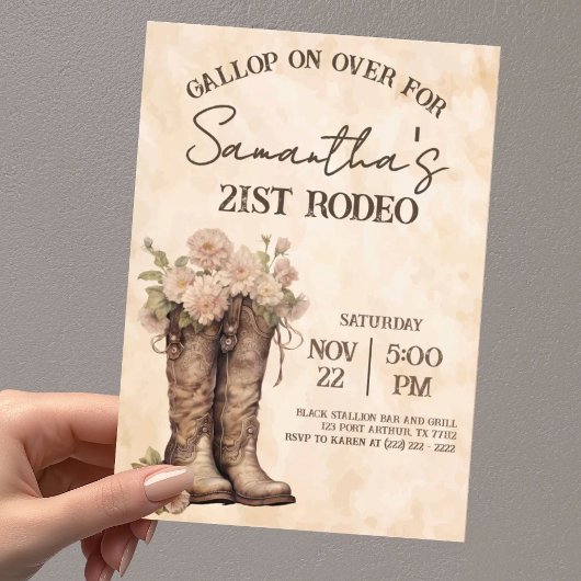 Boots & Blush Rustic Western Cowgirl 21st Birthday Acryleinladungen