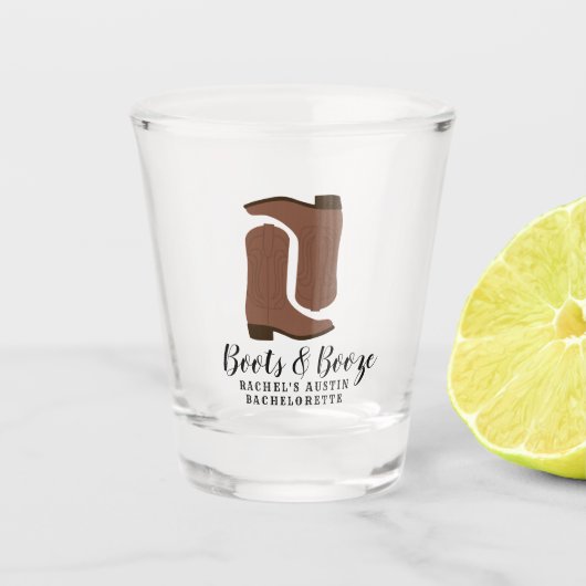 Boots & Booze Austin Texas Bachelorette Schnapsglas (Vorderseite)