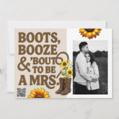 Boots Booze & Bout zu Mrs. Brautparty Foto Einladung (Rückseite)