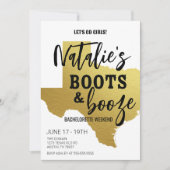 Boots & Booze Texas Bachelorette Einladung (Vorderseite)