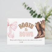 Boots & Bows Baby Shower Diaper Raffle Begleitkarte (Stehend Vorderseite)