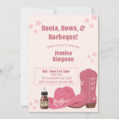 Boots Bows & BBQ Pink Baby Shower Einladung (Vorderseite)