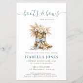 Boots Bows Bottles Blue Western Budget Baby Shower Flyer (Vorne)