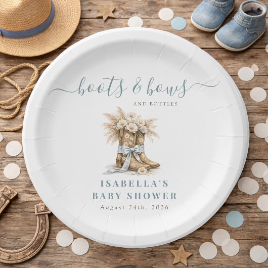 Boots Bows & Bottles Western Chic Baby-Party für e Pappteller