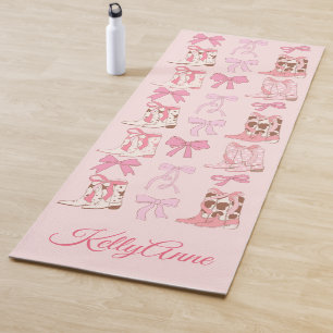 Boots & Bows Girly Western Personalisiert Yoga Mat Yogamatte