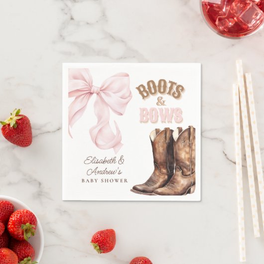 Boots & Bows TWINS Baby Shower Serviette (Beispiel)