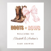 Boots & Bows TWINS Baby Shower Welcome Poster (Vorne)