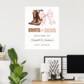 Boots & Bows TWINS Baby Shower Welcome Poster (Heimbüro)