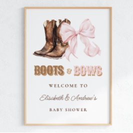 Boots & Bows TWINS Baby Shower Welcome Poster
