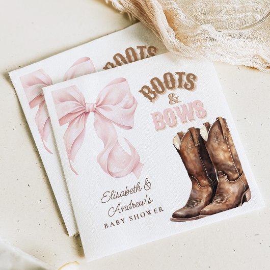 Boots & Bows ZWILLINGE Babyparty Serviette