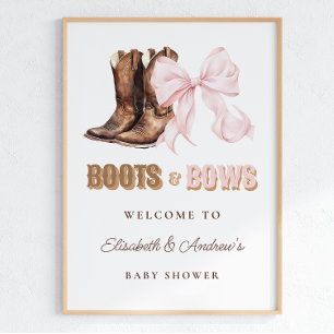 Boots & Bows ZWILLINGS-Baby-Shower-Einladungsplaka Poster