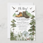 Boots Boy Pine Adventure Begin Forest Baby Shower Einladung (Vorderseite)