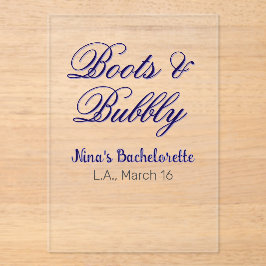 Boots & Bubble bachelorette party name purpleplace Acryleinladungen