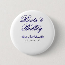 Boots & Bubble bachelorette party name purpleplace Button