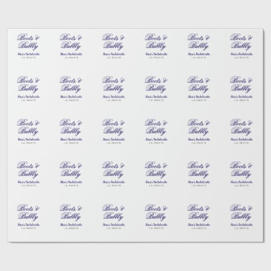 Boots & Bubble bachelorette party name purpleplace Geschenkpapier (Flach)