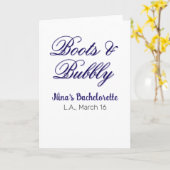 Boots & Bubble bachelorette party name purpleplace Karte (Gelbe Blume)