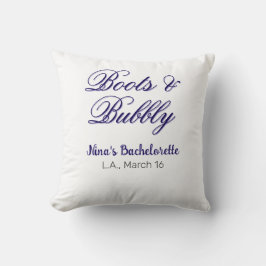 Boots & Bubble bachelorette party name purpleplace Kissen