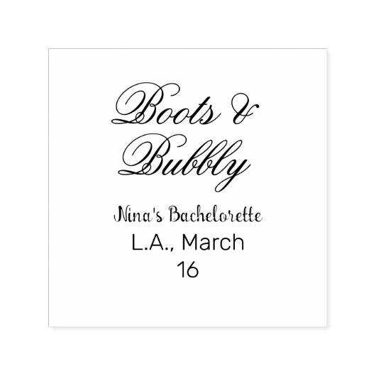Boots & Bubble bachelorette party name purpleplace Permastempel (Design)