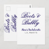 Boots & Bubble bachelorette party name purpleplace Postkarte (Vorne/Hinten)