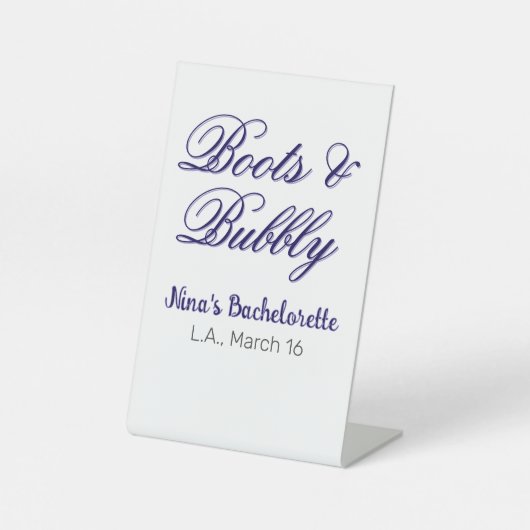 Boots & Bubble bachelorette party name purpleplace Sockelschild (Vorderseite)