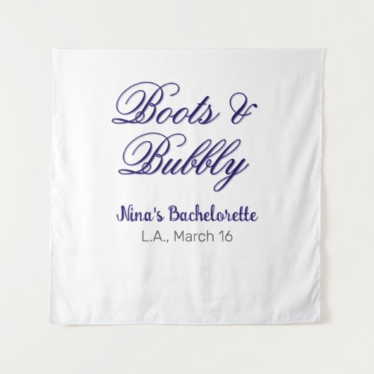 Boots & Bubble bachelorette party name purpleplace Wandteppich (Vorderseite)