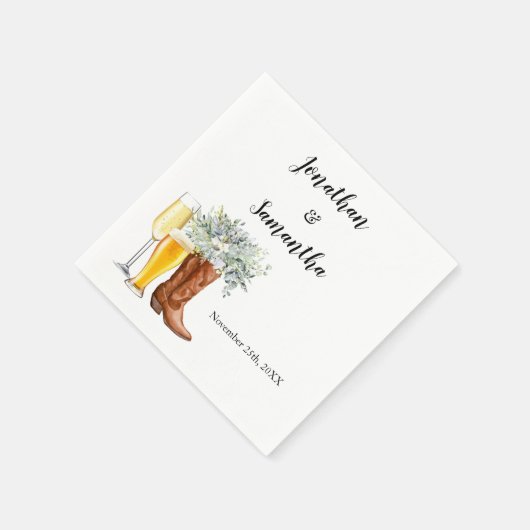 Boots Bubbles & Brews Wedding Eukalyptus Serviette (Ecke)