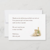 Boots & Bubbles Elegant Baby Shower Dankeskarte (Rückseite)