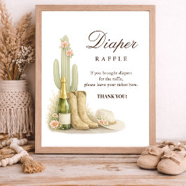 Boots & Bubbles Western Baby Shower Diaper Raffle  Poster