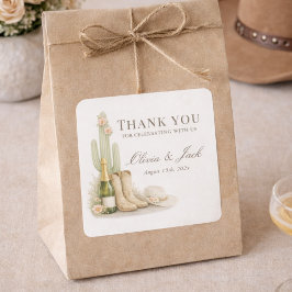 Boots & Bubbles Western Gender Neutral Thank You Quadratischer Aufkleber