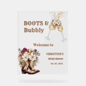 Boots & Bubbly Boho Western Brautparty Willkommen Acrylschild (Vorderseite)