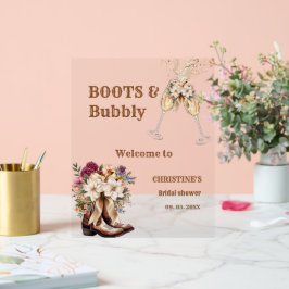 Boots & Bubbly Boho Western Brautparty Willkommen Acrylschild